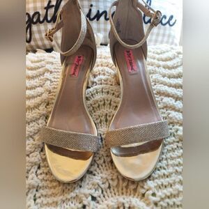 Betsey Johnson Gold and Silver Sandals